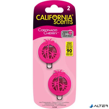 Autóillatosító, mini diffúzer, 2*3 ml, CALIFORNIA SCENTS "Coronado Cherry"