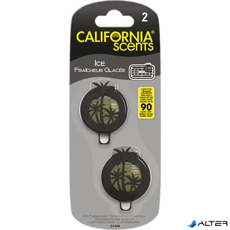Autóillatosító, mini diffúzer, 2*3 ml, CALIFORNIA SCENTS "ICE"