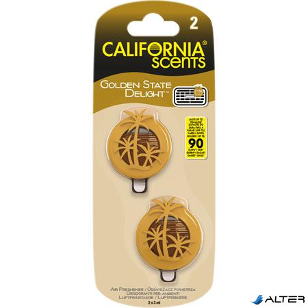 Autóillatosító, mini diffúzer, 2*3 ml, CALIFORNIA SCENTS 'Golden State Delight'