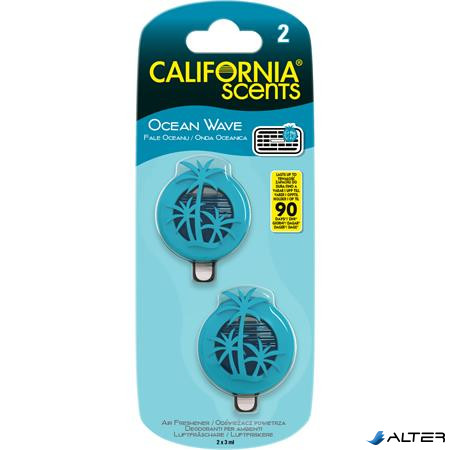 Autóillatosító, mini diffúzer, 2*3 ml, CALIFORNIA SCENTS "Ocean Wave"