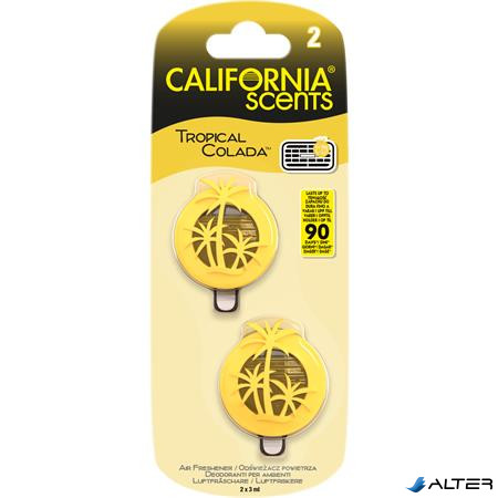 Autóillatosító, mini diffúzer, 2*3 ml, CALIFORNIA SCENTS "Tropical Colada"