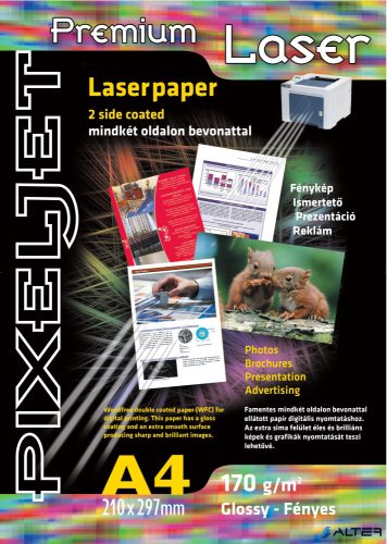Pixeljet Lézer fotópapír 170g, A4, 210x297 mm, fényes, 250 lap