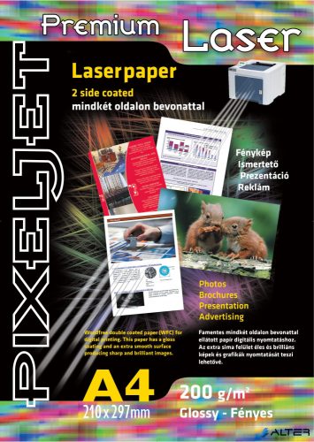 Pixeljet Lézer fotópapír 200g, A4, 210x297 mm, fényes, 20 lap