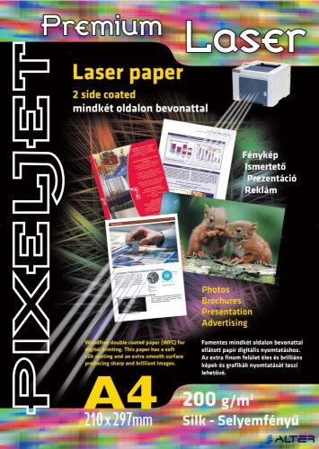 Pixeljet Lézer fotópapír 200g, A4, 210x297 mm, szatin, 250 lap