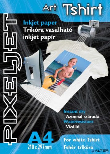 Pixeljet Tintasugaras fotópapír Art Tshirt white, matt, 135g, A4 210x297 mm, 5 lap