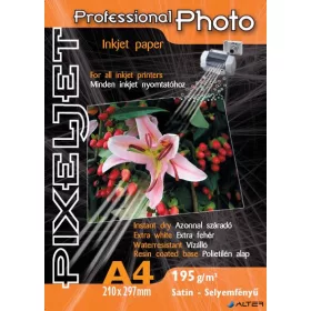   Pixeljet Tintasugaras fotópapír Professional Photo, szatin,, 195g, A4 210x297 mm, 10 lap