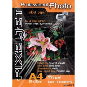   Pixeljet Tintasugaras fotópapír Professional Photo, szatin,, 195g, A4 210x297 mm, 200 lap