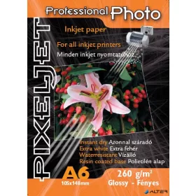   Pixeljet Tintasugaras fotópapír Professional Photo, fényes,, 260g, A6 105x148 mm, 50 lap