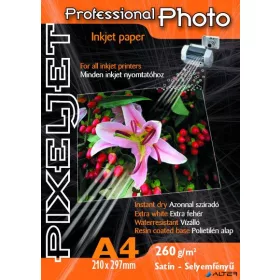   Pixeljet Tintasugaras fotópapír Professional Photo, szatin,, 260g, A4 210x297 mm, 10 lap