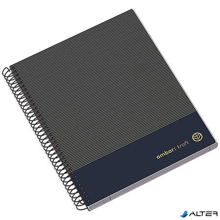 Spirálfüzet, A5, vonalas, 100 lap, keményfedeles, AMBAR 'Kraft', vegyes színek