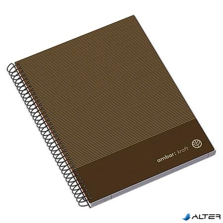 Spirálfüzet, A5, vonalas, 100 lap, keményfedeles, AMBAR 'Kraft', vegyes színek