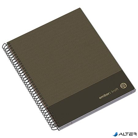 Spirálfüzet, A5, vonalas, 100 lap, keményfedeles, AMBAR 'Kraft', vegyes színek