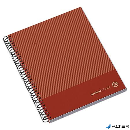 Spirálfüzet, A5, vonalas, 100 lap, keményfedeles, AMBAR 'Kraft', vegyes színek
