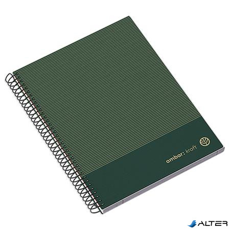 Spirálfüzet, A4, vonalas, 100 lap, keményfedeles, AMBAR "Kraft", vegyes színek