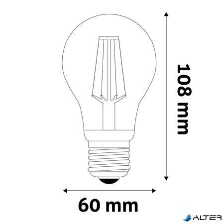 LED izzó, filament, E27, gömb, A60, 7W, 806lm, 4000K, AVIDE
