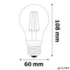 LED izzó, filament, E27, gömb, A60, 8,5W, 1055lm, 2700K, AVIDE