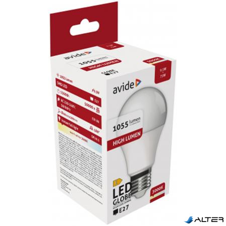 LED izzó, E27, gömb, A60, 9,5W, 1055lm, 3000K, AVIDE