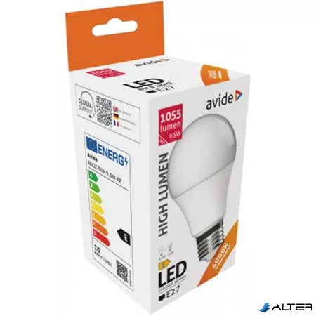 LED izzó, E27, gömb, A60, 9,5W, 1055lm, 4000K, AVIDE