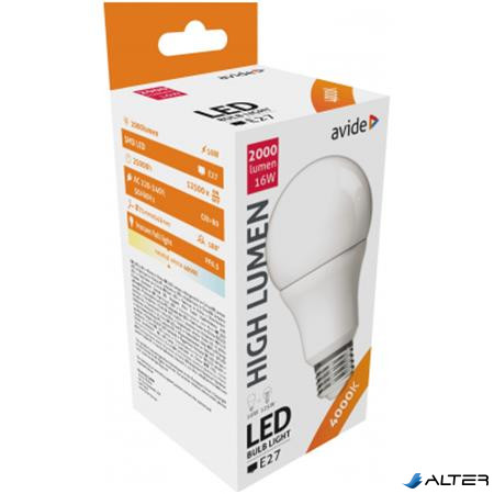 LED izzó, E27, gömb, A70, 16W, 1901lm, 4000K, AVIDE