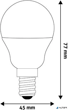 LED izzó, E14, kisgömb, G45, 4,5W, 470lm, 3000K, AVIDE