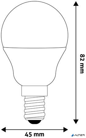 LED izzó, E14, kisgömb, G45, 6,5W, 806lm, 3000K, AVIDE