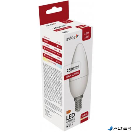 LED izzó, E14, gyertya, 2,5W, 250lm, 3000K, AVIDE