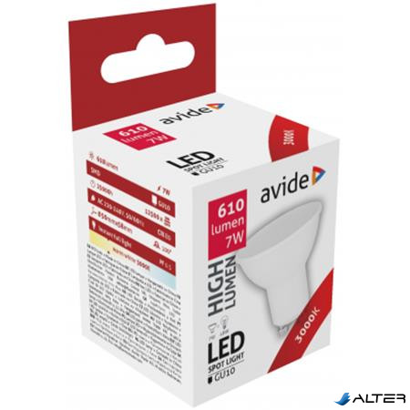 LED izzó, GU10 spot, 7W, 610lm, 3000K, AVIDE