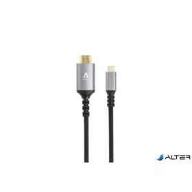   Kábel, USB-C/HDMI 2.0, fonott, 1,5 m, AVAX 'AV9021', fekete-alumínium