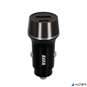   Autós töltő, USB-C, USB-A, AVAX "CC340B", fekete