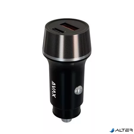 Autós töltő, USB-C, USB-A, AVAX "CC340B", fekete