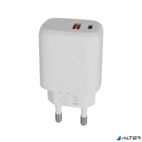   Hálózati töltő, USB-A + USB-C, 12W, AVAX "CH312W Speedy", fehér