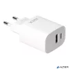 Hálózati töltő, USB-A + USB-C, 20W, AVAX "CH320 Speedy", fehér