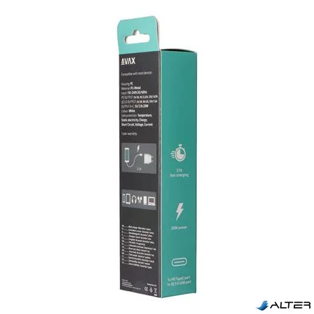 Hálózati töltő, USB-A + USB-C, 20W, AVAX "CH320 Speedy", fehér