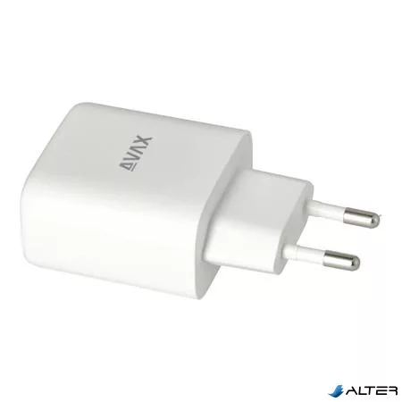 Hálózati töltő, GaN, USB-A + USB-C, AVAX "CH360 Speedy", fehér