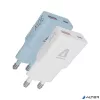 Hálózati töltő, GaN, USB-A + USB-C, AVAX "CH6411 Nano Slim", 2 db, fehér + világoskék