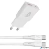 Hálózati töltő + USB-C - USB-C kábel, 1,5 m,  AVAX "CH6413", fehér