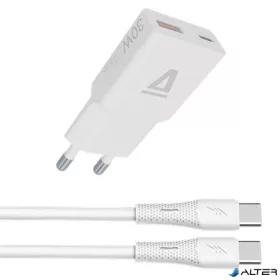   Hálózati töltő + USB-C - USB-C kábel, 1,5 m,  AVAX "CH6413", fehér