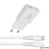 Hálózati töltő + USB-C - Lightning (Apple) kábel,  AVAX "CH6414", fehér