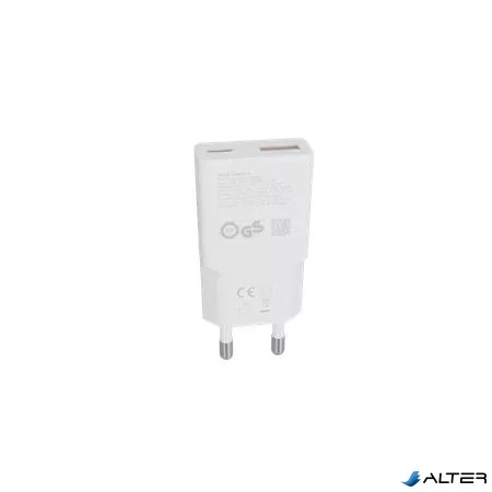 Hálózati töltő, GaN, USB-A + USB-C, AVAX "CH641W Nano Slim", fehér