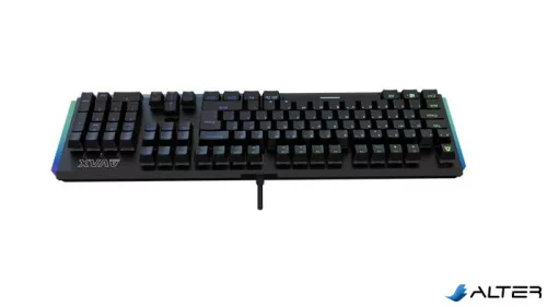 Billentyűzet, vezetékes, HUN, gaming, alumínium, AVAX "FS01", fekete