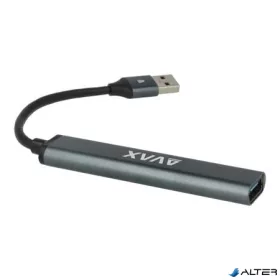   USB 3.0 elosztó-HUB, 4 port, USB 3.0, AVAX 'HB600', fekete