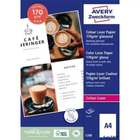   Fotópapír, lézer, A4, 170 g, fényes, kétoldalas, AVERY ZWECKFORM