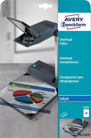 Fólia, írásvetítőhöz, A4, tintasurgaras nyomtatóba, AVERY ZWECKFORM