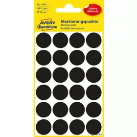   Etikett, 18 mm, kör, AVERY ZWECKFORM, fekete, 96 etikett/csomag