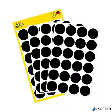 Etikett, 18 mm, kör, AVERY ZWECKFORM, fekete, 96 etikett/csomag