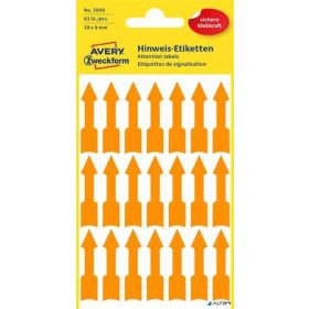   Jelölőnyíl, 39x9 mm, AVERY ZWECKFORM, neon narancs, 63 etikett/csomag