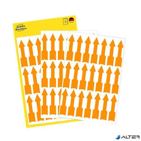 Jelölőnyíl, 39x9 mm, AVERY ZWECKFORM, neon narancs, 63 etikett/csomag