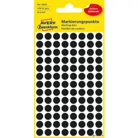   Etikett, 8 mm, kör, AVERY ZWECKFORM, fekete, 416 etikett/csomag