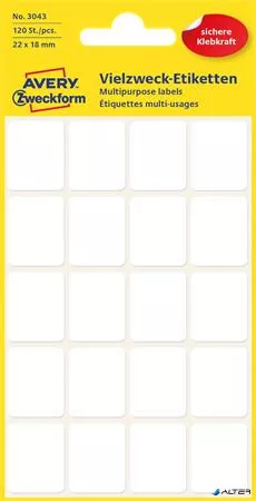 Etikett, 22x18 mm, kézzel írható, kerekített sarkú, AVERY ZWECKFORM, 120 etikett/csomag