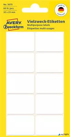 Etikett, 32x23 mm, kézzel írható, lekerekített sarkú, AVERY ZWECKFORM, 60 etikett/csomag